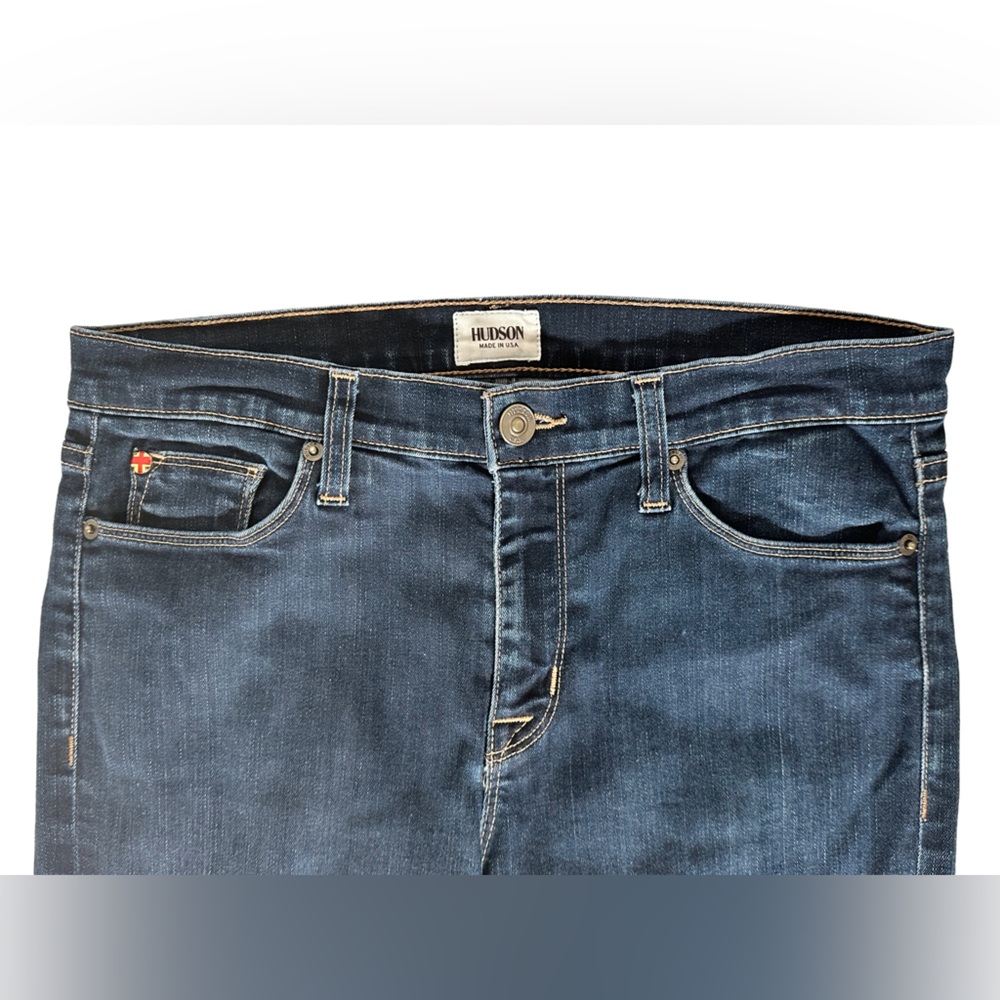 Hudson Jeans Women’s Dark Indigo Shine Mid-Rise Skinny Jeans - Picture 4 of 7